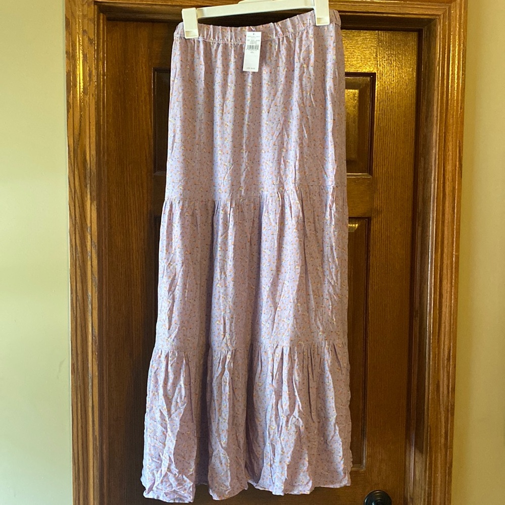 Long floor length BoHo skirt with elastic waste.